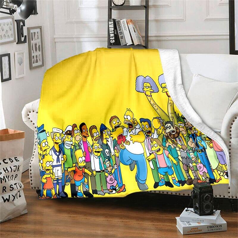 S-Симпсон Мягкий Плюшевый Диван-кровать Покрывало Мультяшное Современное Фланелевое Покрытие Одеяла Печатное Покрывало на Одеяло Подарок Пледы для Пикника
