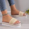 Европейский и американский этнический стиль, внешняя торговля, большой размер, женские шлепанцы на толстой подошве с открытым носком, из пеньковой веревки, конфетных цветов, 2025 новинка 2025