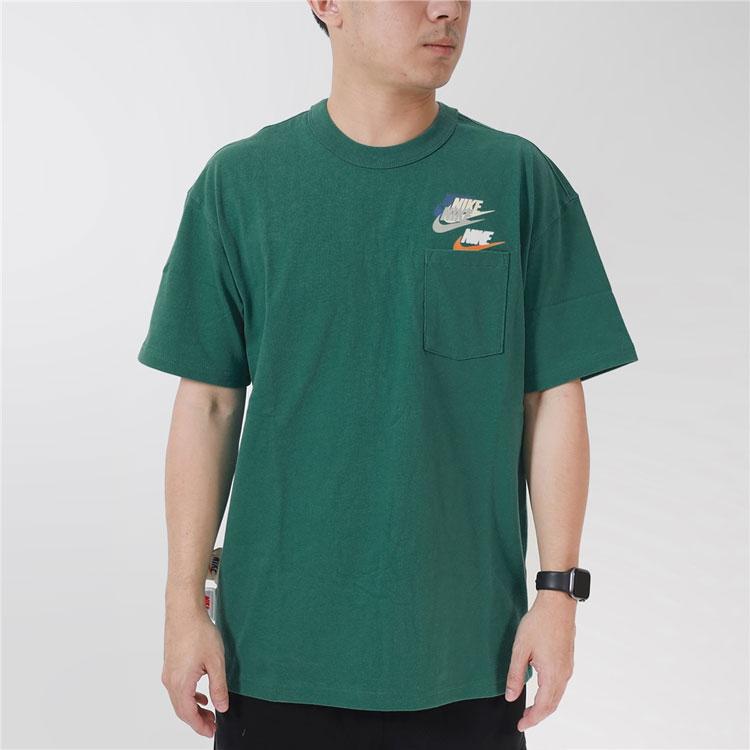 Nike Футболка с круглым вырезом и логотипом, мужские топы, зеленая DV3316-350