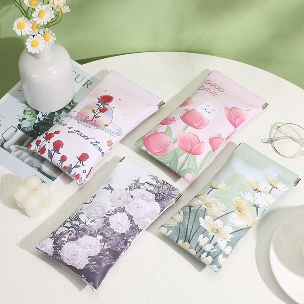 Oil Painting Eyewear Storage Bag PU Leather Glasses Box Aesthetic Sun Glasses Case Girl