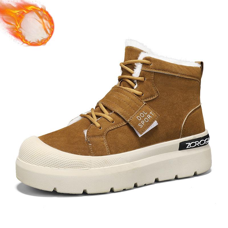 Мужские зимние теплые ботинки на шнуровке, ботинки из искусственной замши, короткие ботинки с нескользящей подкладкой из искусственного меха, спортивная обувь для походов и прогулок для мужчин