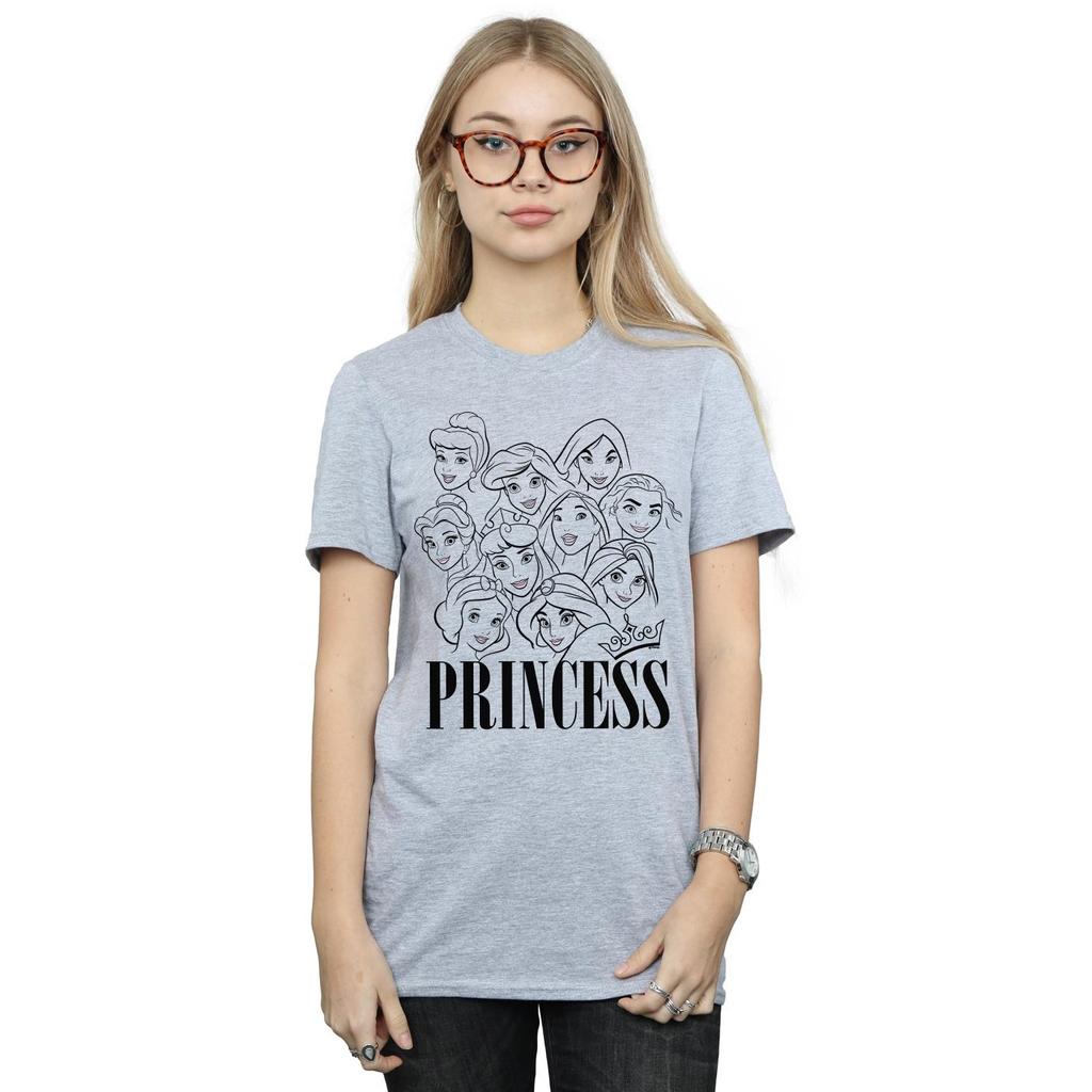 Disney Womens/Ladies Princess Multi Faces Cotton Boyfriend T-Shirt