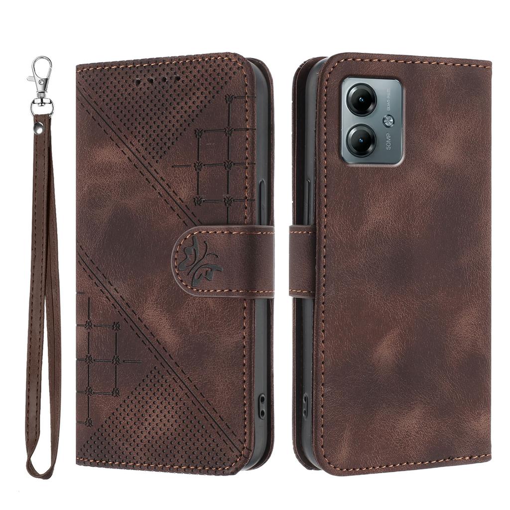 For Motorola Moto G Power (2025)/Motorola Moto G Play (2025) 4G Leather Wallet Case Butterfly Flower Imprinted Phone Cover with Strap