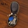 Remote Key Protector Faux Leather Car Case with Hanging Buckle Keyring Chain Portable Cover Fob Holder Zipper Bag Pouch Wallet