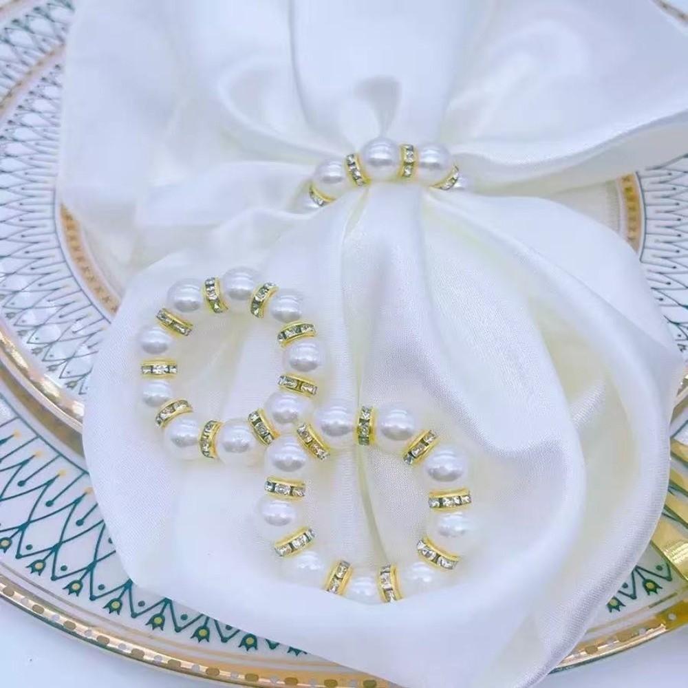 Gold Napkin Rings Beaded Texture Napkin Ring Holder Luxury Pearl Ring Napkins Holder Table Decor