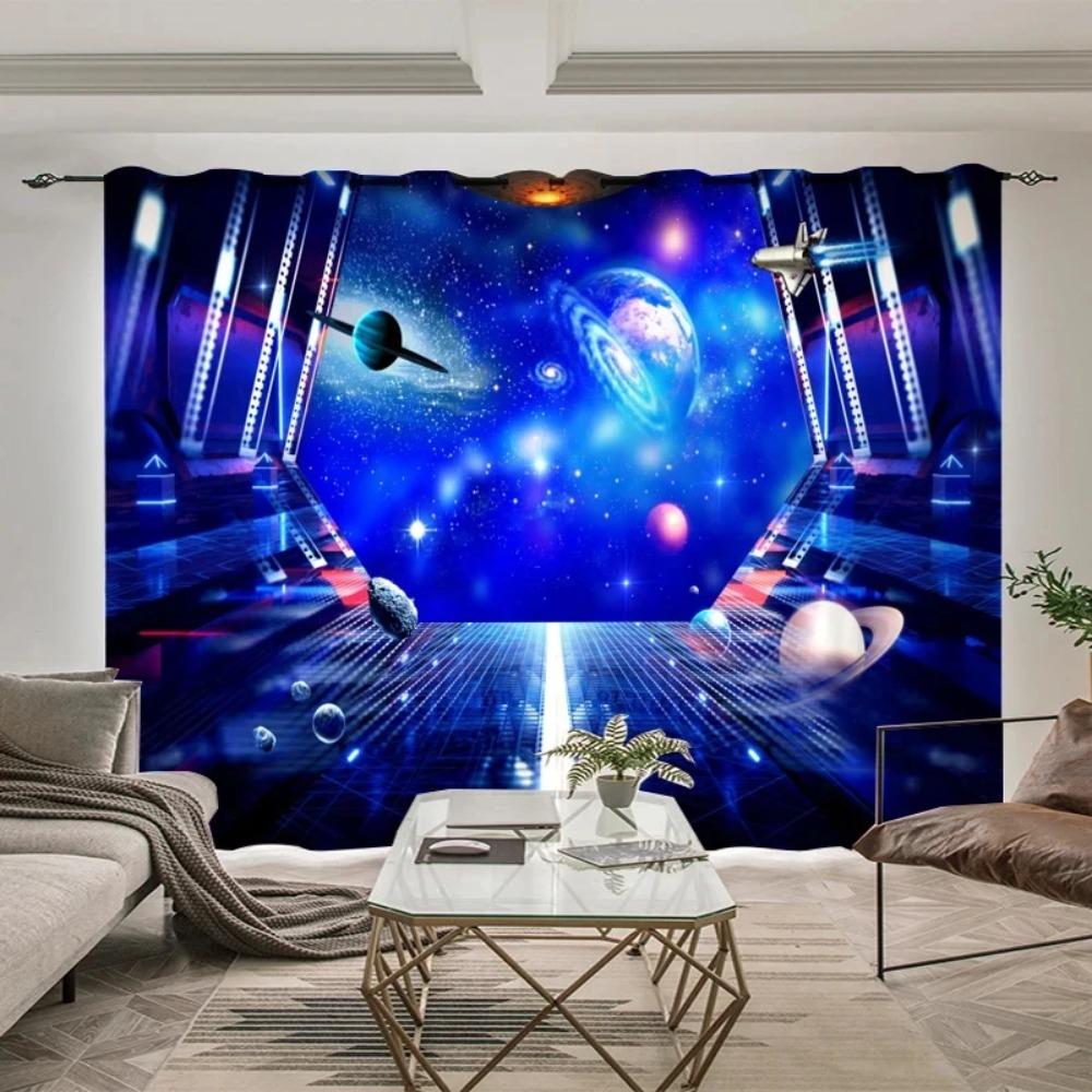 Nordic Modern Science High Shading Curtain Technology Background Space Astronaut Детская комната Мальчик Спальня Игровой зал Штора