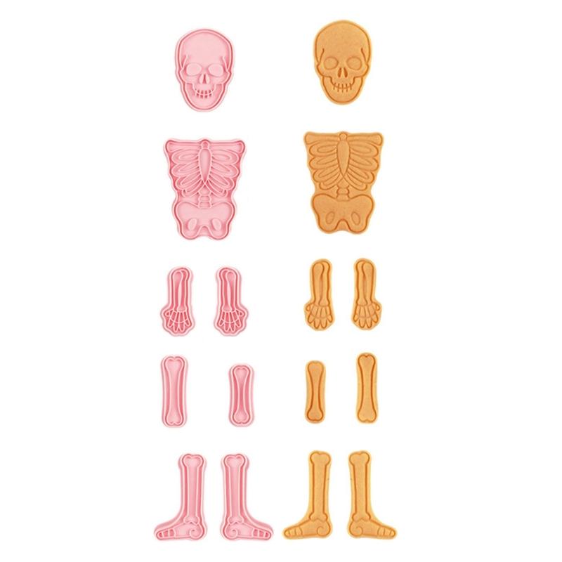 2Set Cookie Stamps Halloween Skeleton Biscuits Molds Fondant Biscuits Pastry Cookie Cutters Baking Decoration Supplies