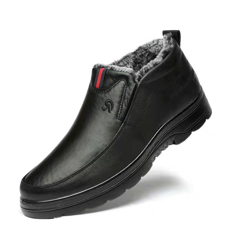 Хлопковые ботинки мужские зимние бархатные утолщенные из искусственной кожи ветрозащитные теплые зимние ботинки теплые ленивые мягкая подошва повседневная обувь для пожилых людей