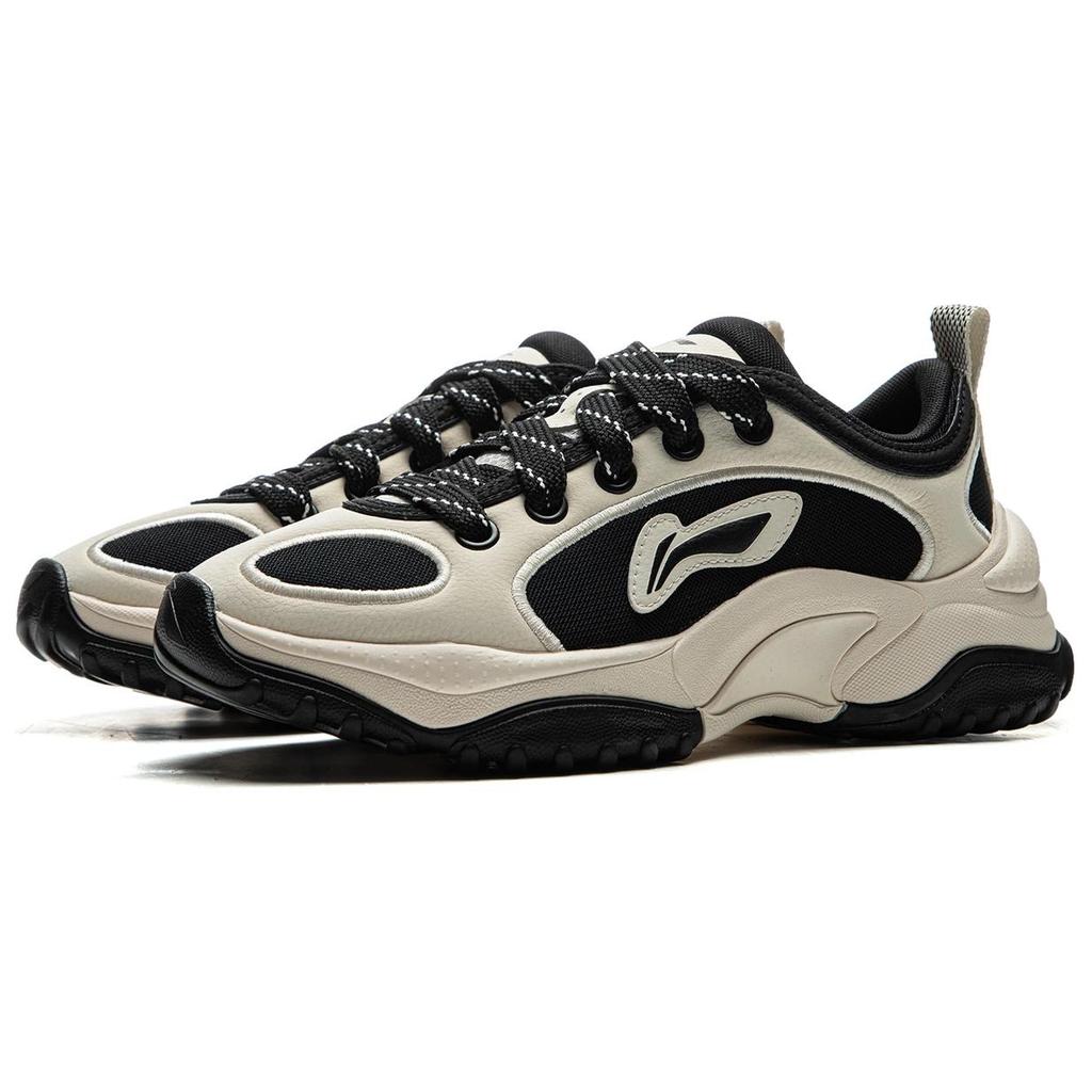 Кроссовки Li Ning Milkshake Soft Rebound Retro с толстой подошвой, амортизирующие, износостойкие, низкие, повседневные, женские, цвет черный, коричневый AGCU404-1