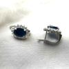 Diana Medium Stud Earrings Handmade Blue Sapphire Antique Trending Jewelry Gift