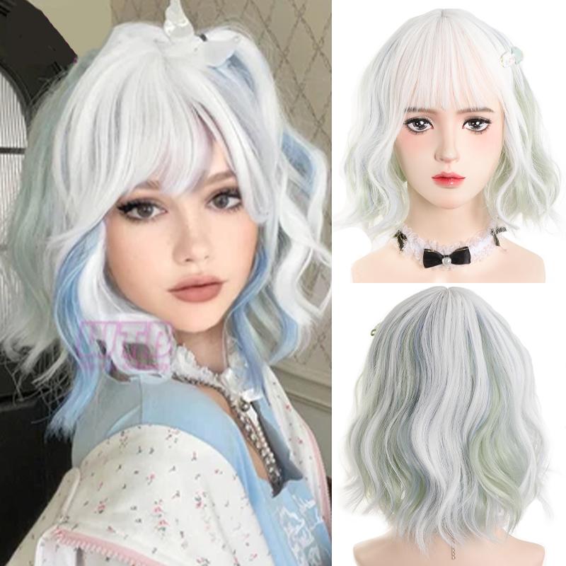 Лолита, милые JK, окрашенные точечно короткие вьющиеся волосы для девочек, парик из синтетического волокна, простой и натуральный для повседневного использования на вечеринке