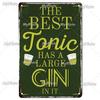[MyPlate] GIN Plaque Metal Vintage Bar Furniture Plates Panels Tin Sign Tiki Bar Sign Man Cave Decorn Personalized Plate