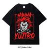 Футболка с принтом аниме Harajuku Streetwear Летняя свободная мужская хлопковая футболка с коротким рукавом в стиле хип-хоп с круглым вырезом Женская одежда Y2k
