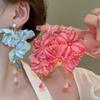 Summer Chiffon Flowers Tassel Earrings For Women Vacation Style  Exaggerated Sweet Drop Earring Jewelry Accessories Gifts