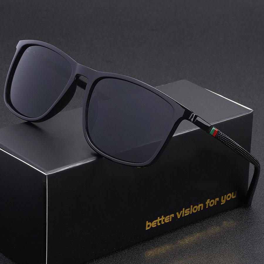 Классические квадратные мужские солнцезащитные очки Удобные Легкие очки с черной оправой Идеально подходят для путешествий, фотографии, подарков