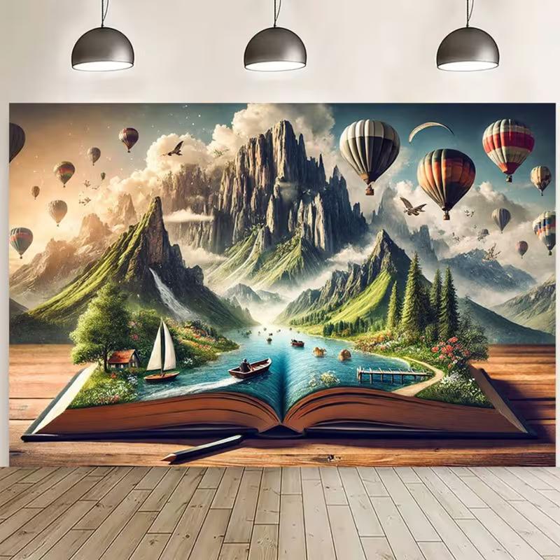 2D Магическая Книжка с Картинками Фон Горное Озеро Фотофон