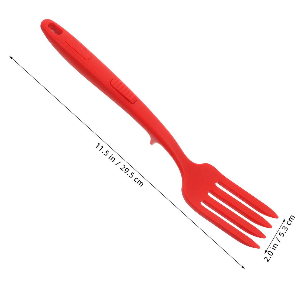 Heat Resistant Silicone Cooking Fork Nonstick Long Handle Multifunctional Stirring Mixing Serving Utensil for Pasta Salad