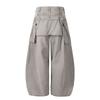Streetwear Cargo Pants Men Women Baggy Wide Leg Washed Distressed Pleated Utility Trousers