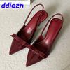 Fashion Big Size 43 Fashion Butterfly-Knot Ladies Heels Sandals Shoes Female Pointed Toe Women High Heels Sandals Pumps Shoes Mules