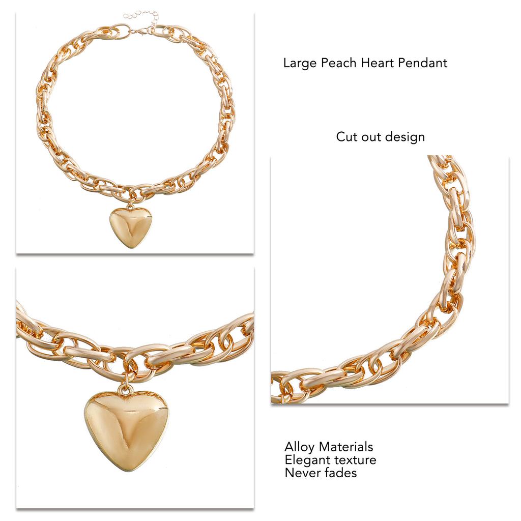 Layered Heart Necklace O Shaped Fashionable Personalities Necklace for Women
