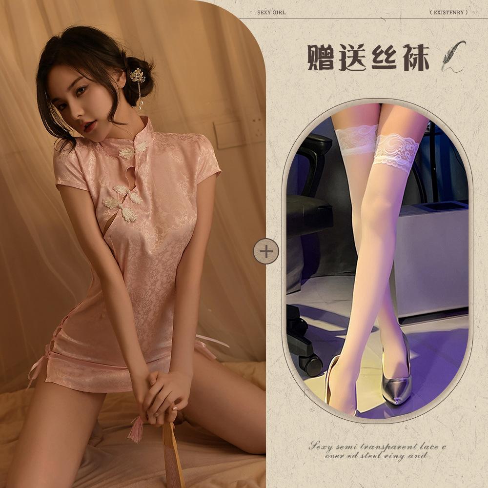 Sex lingerie retro jacquard sexy classical cheongsam uniform temptation hot passion suit