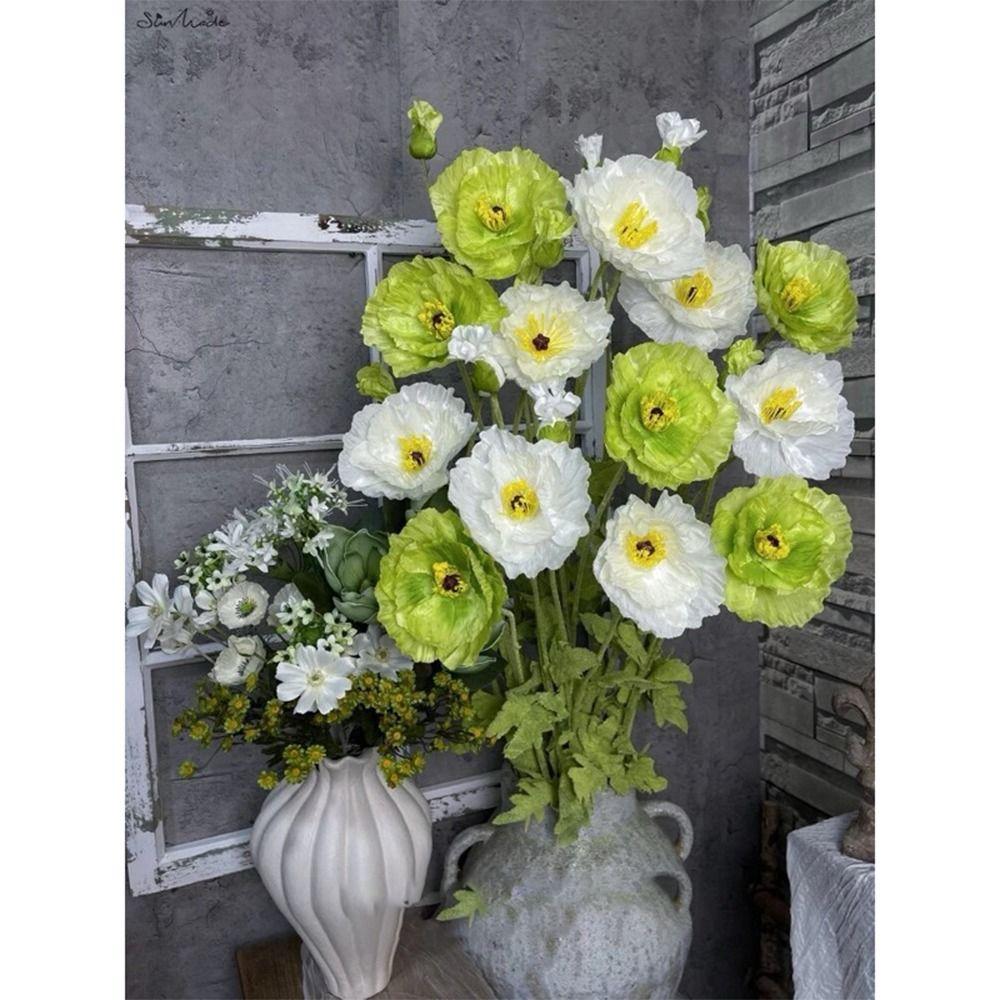 Декор для дома и сада, гигантский цветок мака, шелковый + пластиковый фон, настенный искусственный цветок