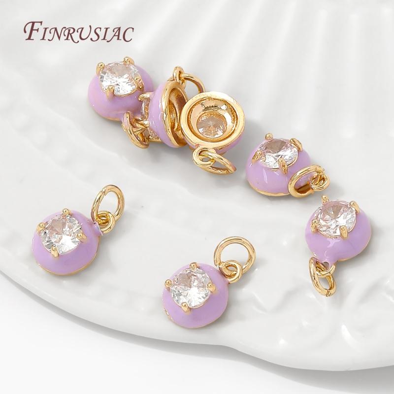 14K Gold Plated Enamel Charms with CZ Crystal,Heart Moon Pendant For DIY Jewelry Making,DIY Bracelet Necklace Earring Supplies
