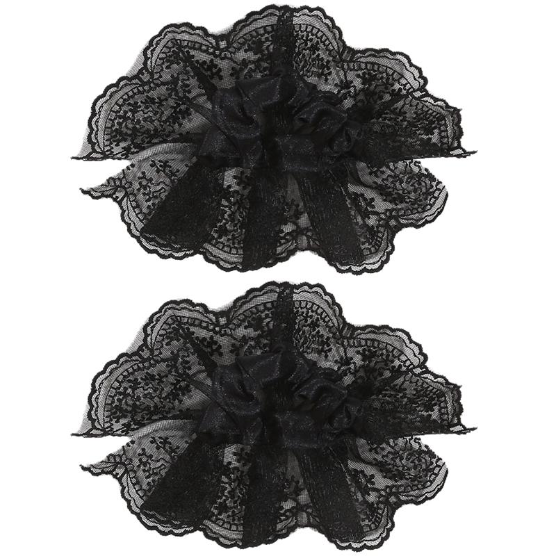 Кружевные резинки для волос для женщин, двухслойные, с цветком, галстуком-бабочкой, длинной лентой, большими оборками, эластичные, модные, изысканные, милые аксессуары для волос для девочек