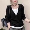 New Winter Casual Two-piece Hooded Sweatshirt Design Long-sleeved Fashionable and Versatile Base Shirt Top