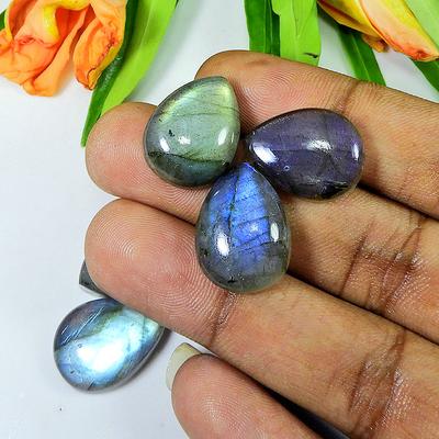 15X20MM Радужный огненный лабрадорит грушевидный кабошон драгоценный камень россыпью 7 шт. лот 106 карат LM-1153