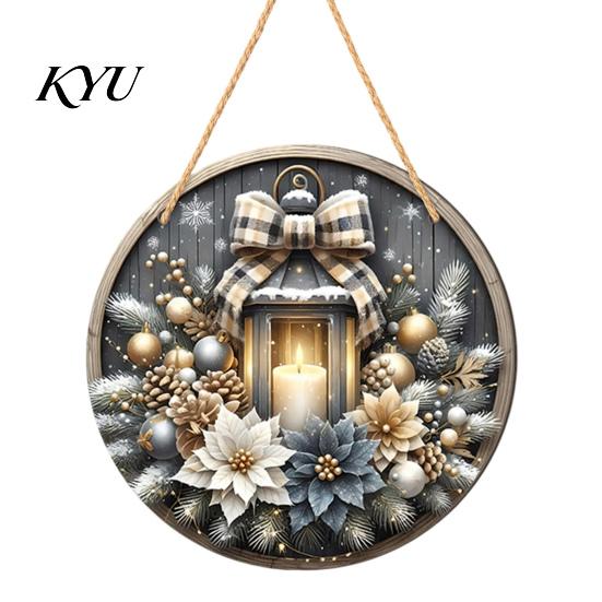 Winter Home Ornaments Christmas Wooden Hanging Sign, Gnome Snowman Angel Candle 2D Wood Plaque, Festive Theme Wall Decoration Vintage Xmas Door Hanger