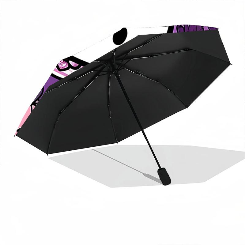 1pc Halloween Hello Kitty Automatic Folding Umbrella - Portable 3-Fold Design with 8-Bone Iron Frame, Perfect Holiday Gift for Fans, Travelers, Everyd