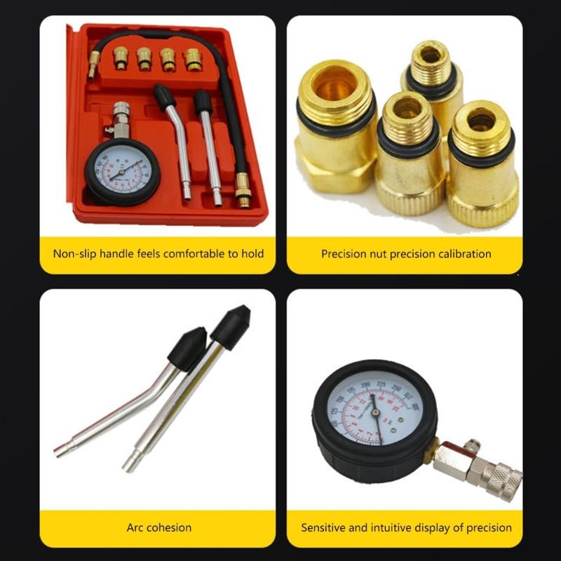 Тестер компрессии цилиндров бензинового двигателя Автомобильный инструмент 0-300PSI Тестер