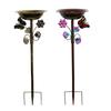 Outdoor Bird Bath Decorative Standing with Stake Elegant Iron Art Weather