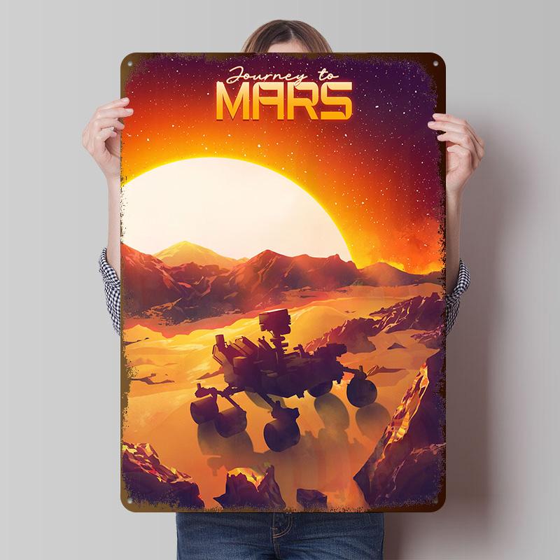 Mars Rover Geeky Travel Tinplate Posters Customizable Wall Art Retro Vintage Metal Signs for Home Room Bar Accessories Wand Deko