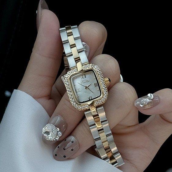 New Stainless Steel Strap Women'S Watch, Square Small Dial, Fashionable And Luxurious Women'S Watch, Stylish Quartz Wristwatch.