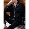 Two Piece Sets Men's Pajamas Autumn and Winter Silk Satin Long Sleeved Pants Casual Simple Solid Color Sleepwear