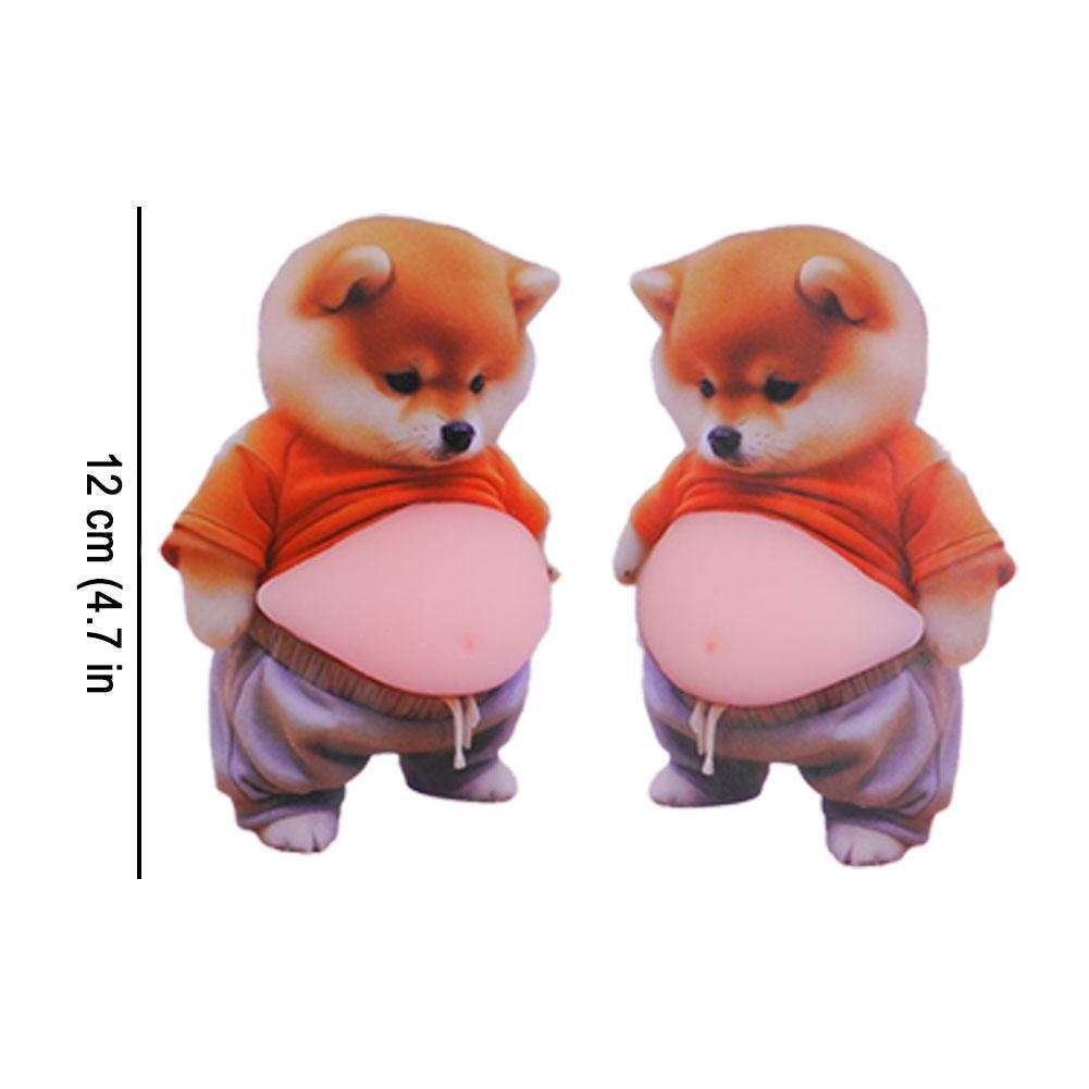 Человек-щенок с большим животом Корги Супермягкий силиконовый автомобильный противоударный стикер Красивый противоударный стикер для дома Поворотная музыка