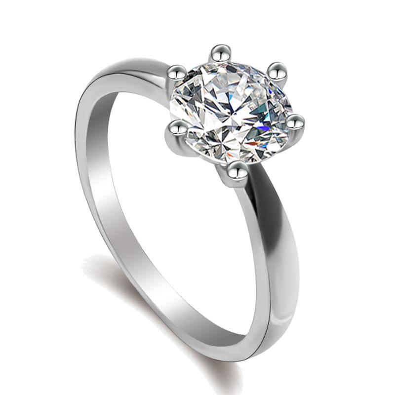 Белое медное украшение на руку Европа и Америка Шестипалое кольцо с имитацией бриллианта в один карат для женщин