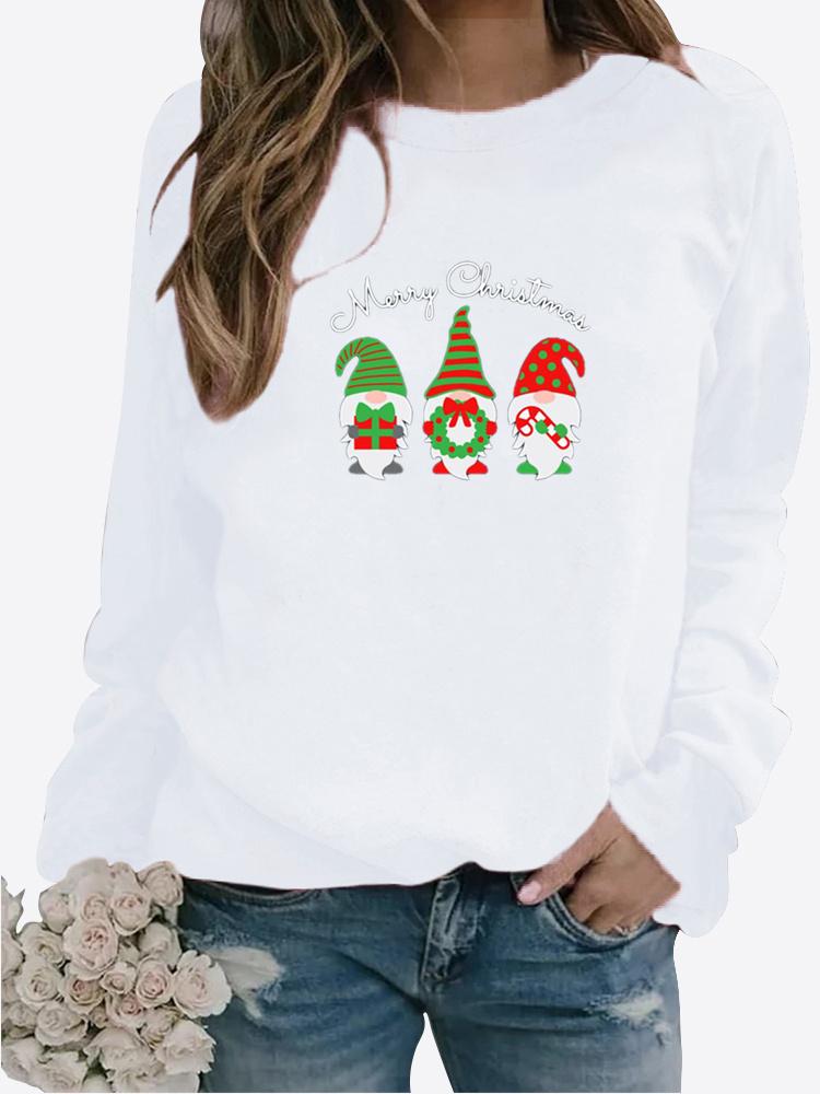 Весенне-осенний женский свитер с рождественской тематикой, утолщенный повседневный свитер с круглым вырезом и длинными рукавами, топ больших размеров