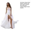 A-Line Boho Wedding Dresses for Bride Long Chiffon Slit Bridesmaid Dress Lace V-Neck Evening Gown for Prom Masquerade Beach