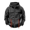 Men's Fashionable Solid Color Long Sleeve Hooded Loose Sweatshirt Sports Multi Pocket Sweatshirt Jacket