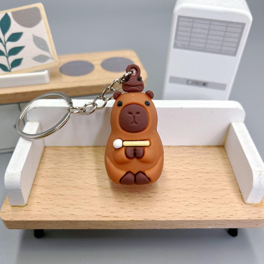 Mental Capybara Key Ring PVC Animal Pendant Bag Accessories Cartoon Keychain  Backpack