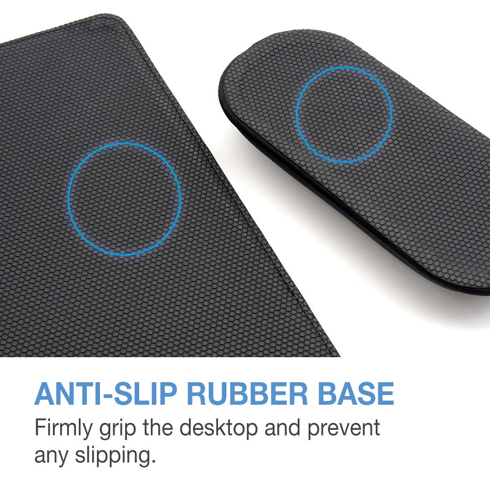 SenseAGE Mouse Pad Wrist Rest with Wrist Fatigue Tendonitis Ergonomic Compatible with Laser and Optical Mice Dark Gray & [2-Piece Set] Non-Slip Base,