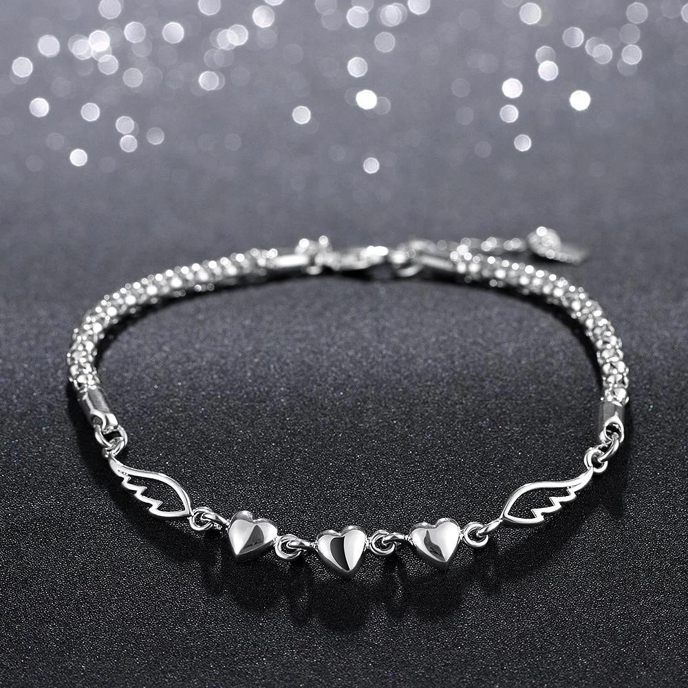 925 Sterling Silver Romantic Heart Love Bracelet for Woman Luxury Fashion Jewelry Party Wedding Accessories Gifts