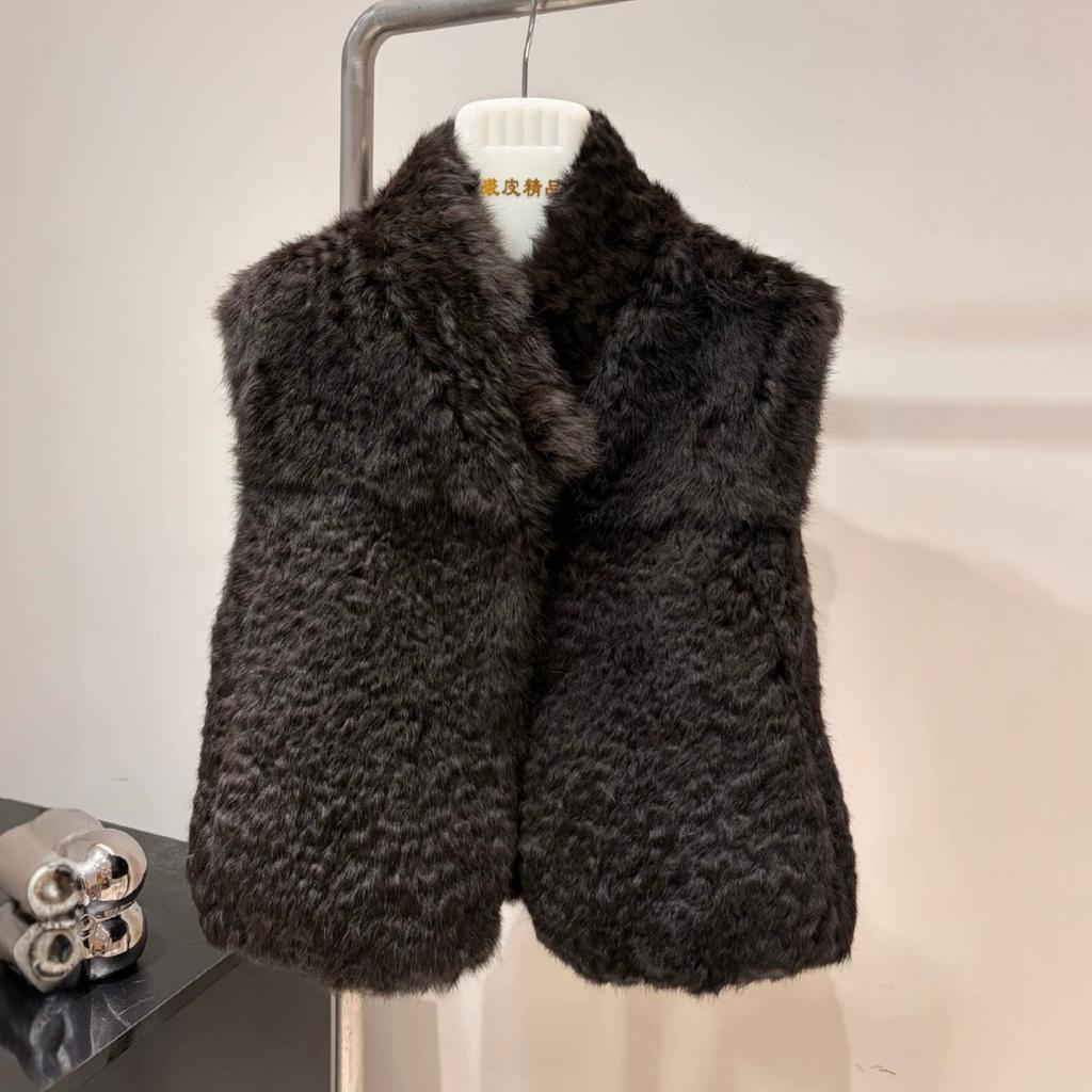 Mist velvet rabbit real rabbit fur vest women's short vest thin new Mao Mao jacket Korean version versatile warm