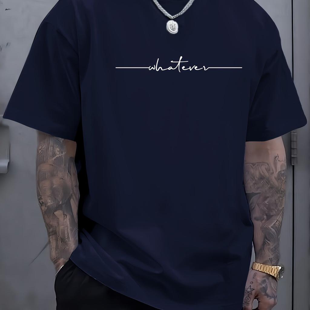 Summer Men's 100% Cotton Casual Loose Large Size Letter Pattern Printed Comfortable Sports Round Neck Short Sleeve T-shirt Top