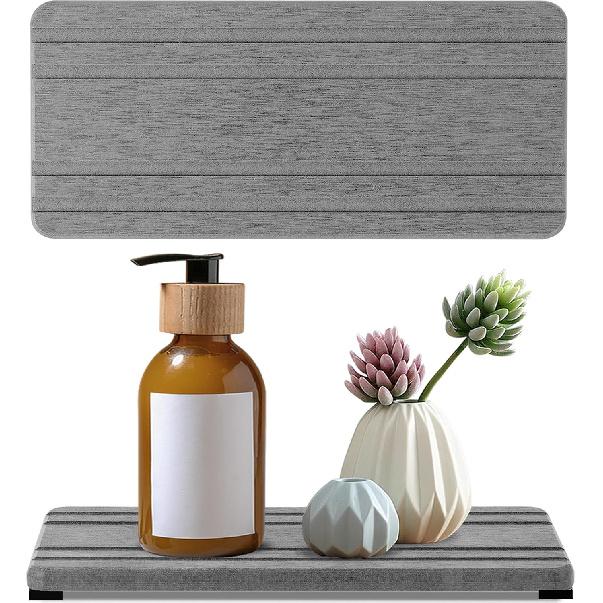 3PCS Water Absorbing Stone Tray, DryingNeat Diatomite Stone Sink Tray, tant Dry Sink Coasters, Kitchen Sponge Hand Soap Holder, Countertop Fast