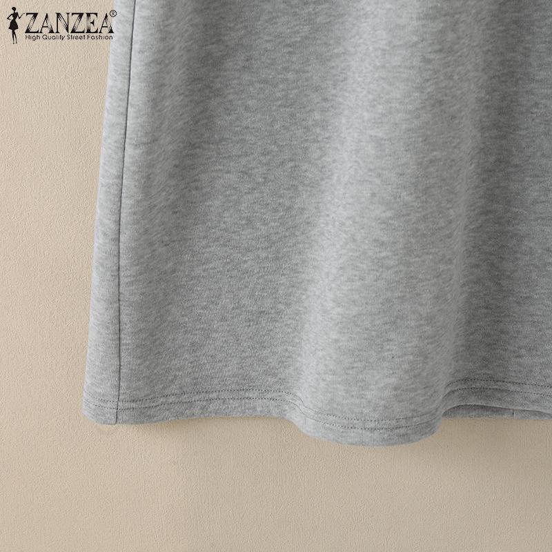 ZANZEA Женские повседневные толстовки с капюшоном с длинным рукавом на осень-зиму