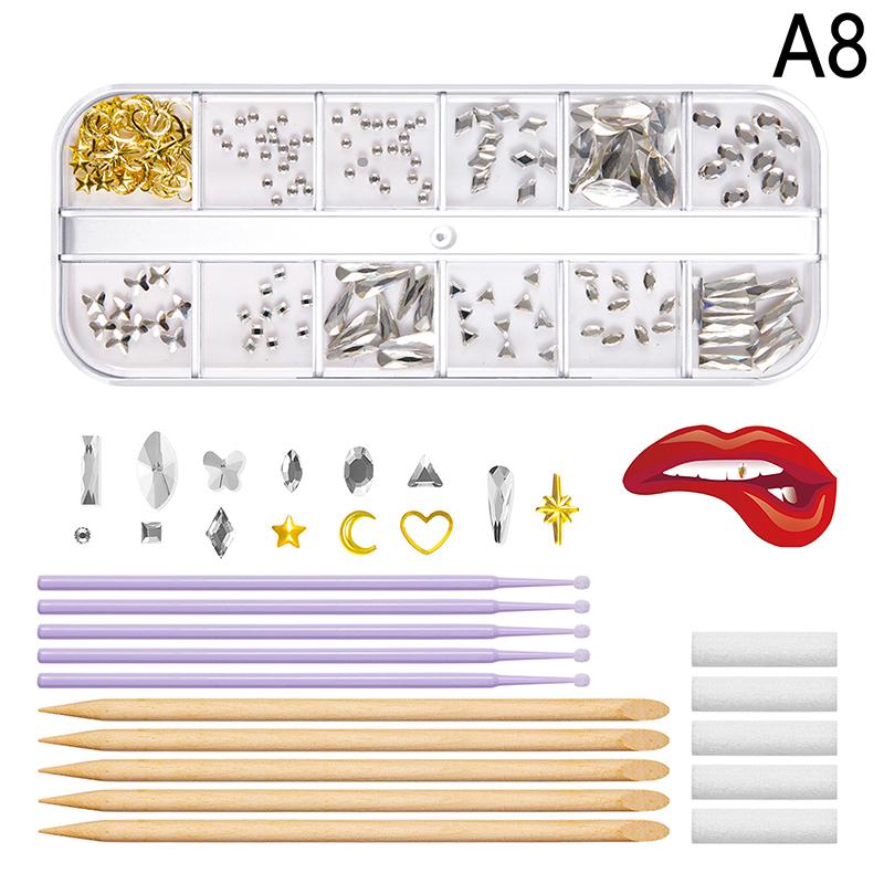 1Set Dental Tooth Gems Crystal Diamond Ornament Diy Tools Various Shapes Color Teeth Jewelry Denture
